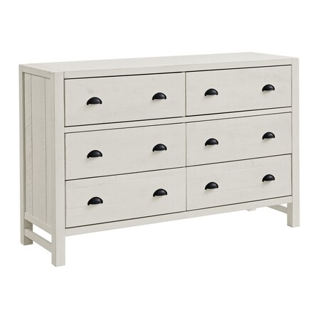 Alaterre Furniture Arden 6-Drawer Double Dresser, Driftwood White ANAN0431